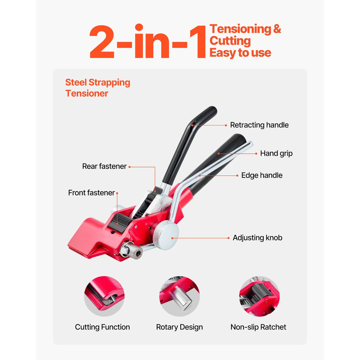 Steel Banding Strapping Kit, Heavy Duty Banding Sealer Tool with 100 ft Binding Straps, 100 Metal Clasps, Manual Pallet Packaging Strapping Kit for Warehouse, Transportation, Industrial Bundling