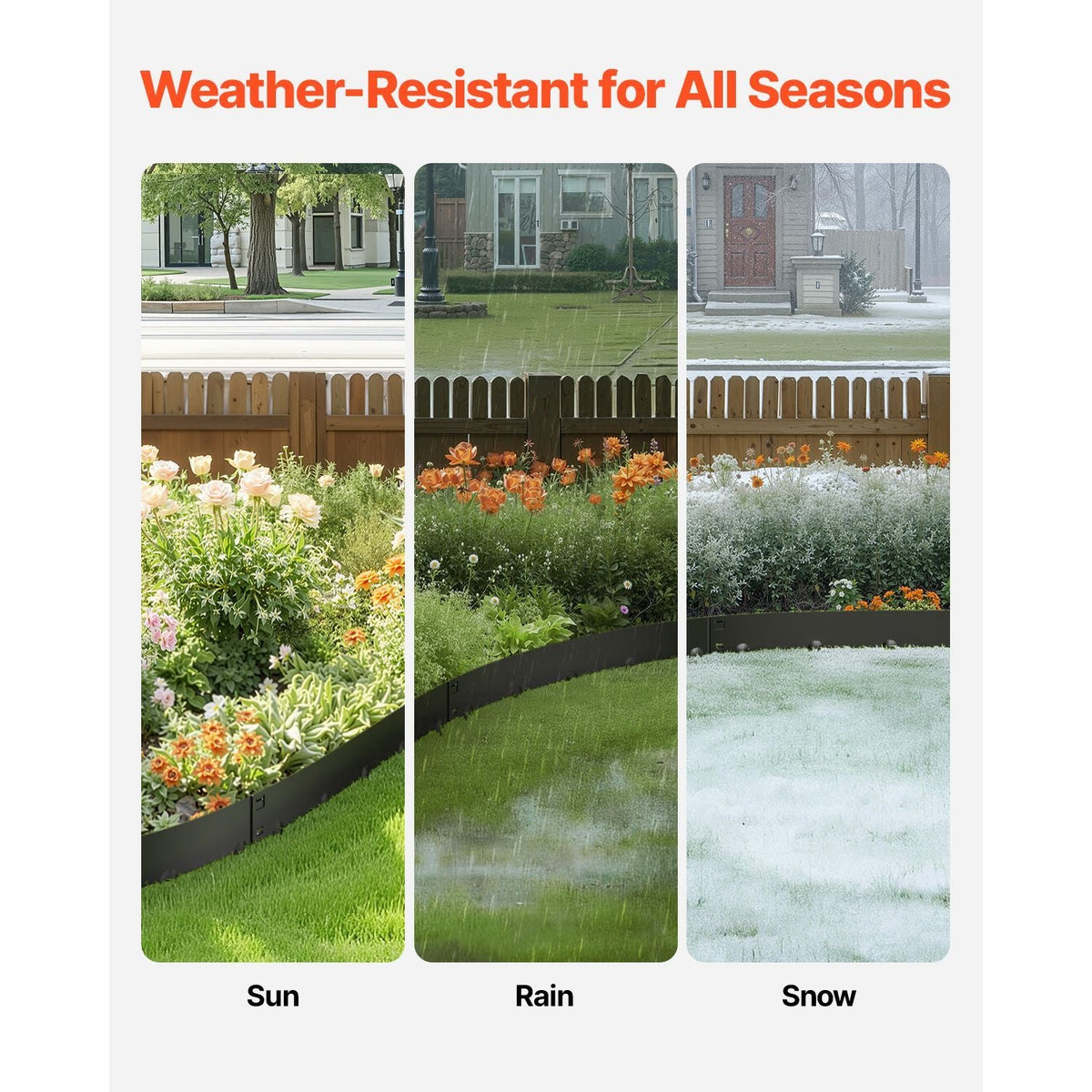 Steel Landscape Edging, 5 Packs 39 x 3 in Rust-Resistant Metal Landscape Edging, Bendable Garden Edging Border, Heavy Duty Lawn Edging, Easy-to-Install, Flower Bed Yard Pathway Divider Black