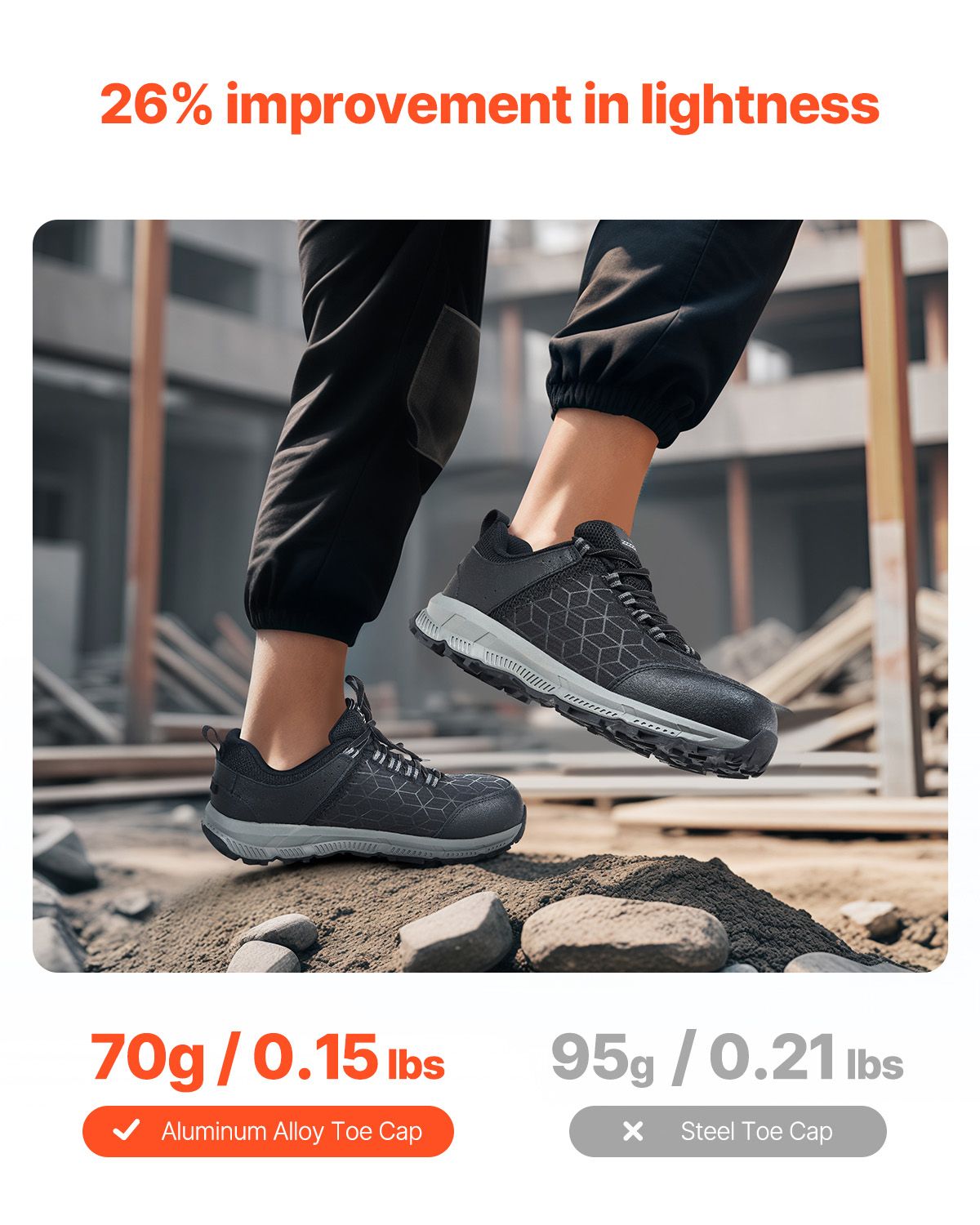 Steel Toe Shoes for Men, US Size 11.5 Wide, Men's Cushion Sport Safety Toe Athletic Work Shoe, Indestructible Safety Sneakers Lightweight,Breathable Industry Construction Work Shoes, Black
