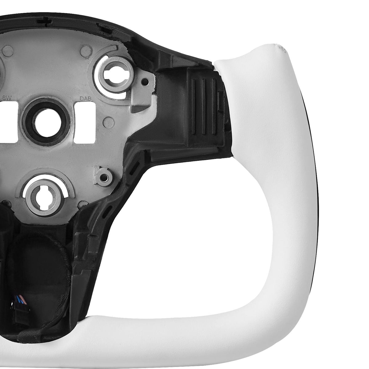 Steering Wheel for 2016-2023 Tesla Model 3, Carbon Fiber Steering Wheel D-Shaped Flat-Bottom with Heating Function, Leather Grip with Non-Slip Texture, Accessories Replacement for Model 3, White