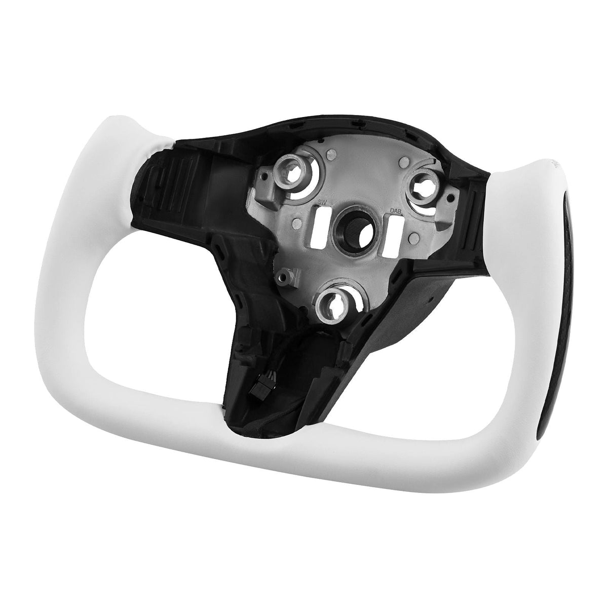Steering Wheel for 2016-2023 Tesla Model 3, Carbon Fiber Steering Wheel D-Shaped Flat-Bottom with Heating Function, Leather Grip with Non-Slip Texture, Accessories Replacement for Model 3, White