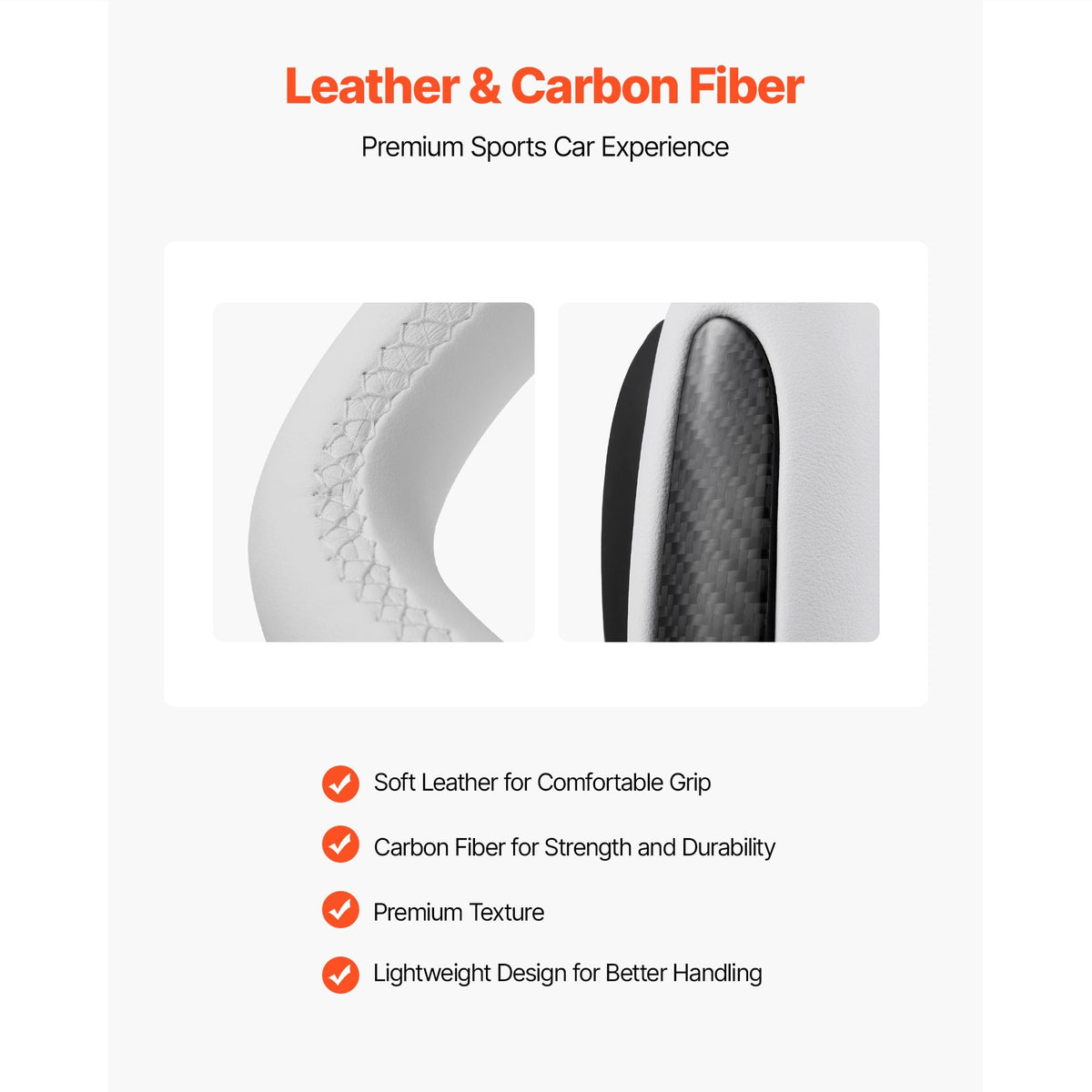 Steering Wheel for 2016-2023 Tesla Model 3, Carbon Fiber Steering Wheel D-Shaped Flat-Bottom with Heating Function, Leather Grip with Non-Slip Texture, Accessories Replacement for Model 3, White