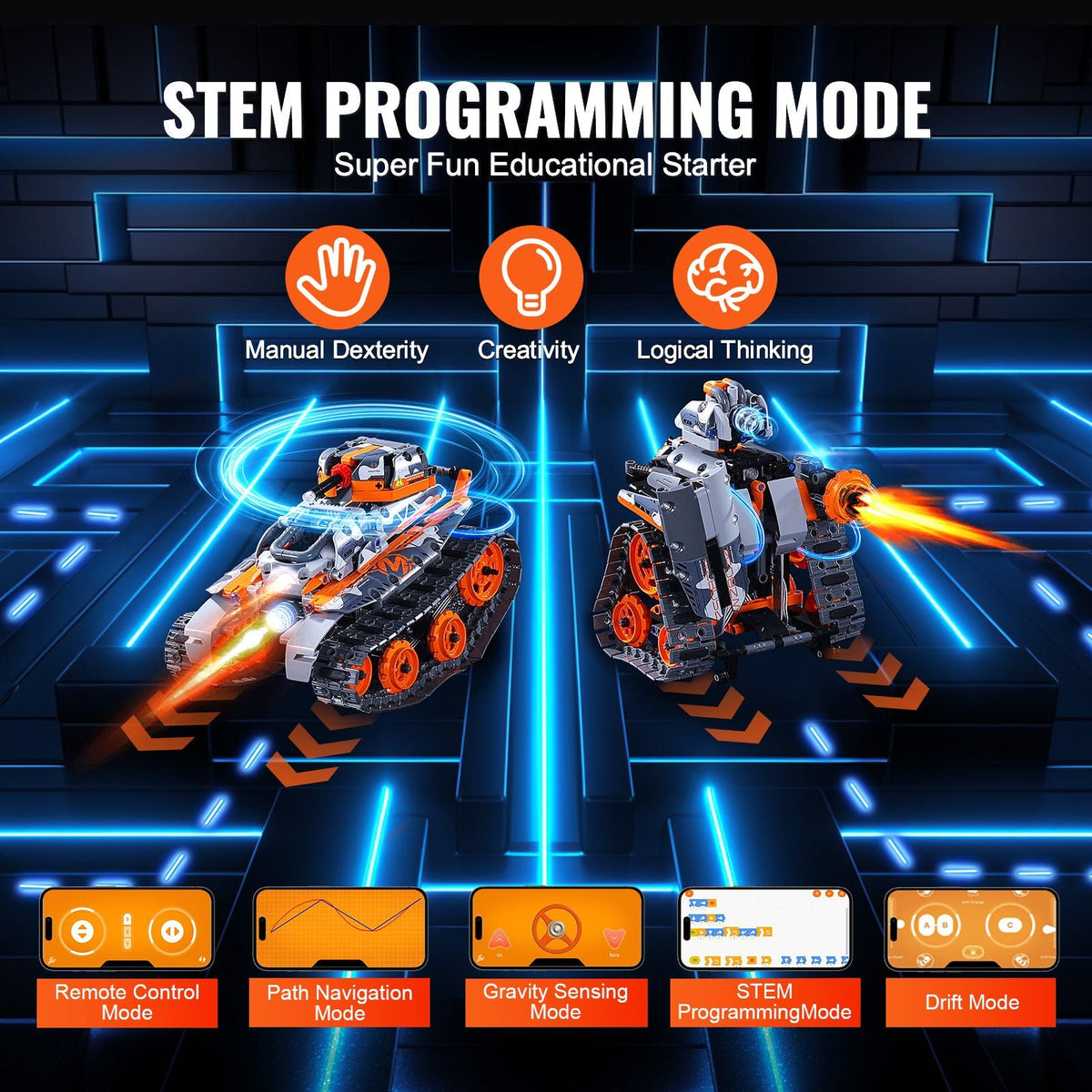 STEM Building Toys for Kids, 5-in-1 554 PCS, Remote Control Car Building Kits Remote & APP Controlled Car/Robot/Tank/Rubik's Cube/Snowplow, RC STEM Robots Building Set for Boys Girls Aged 6+