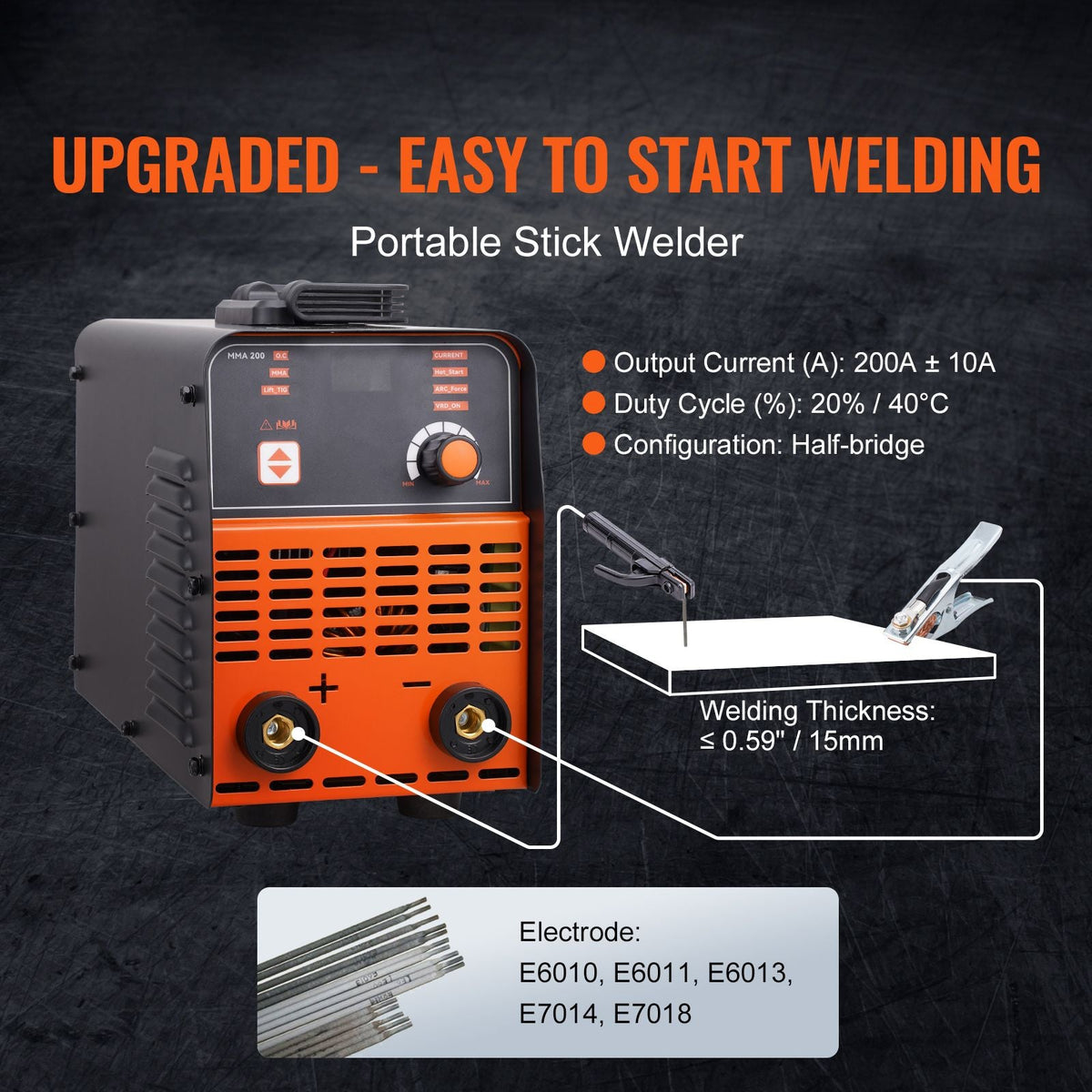 Stick Welder, 200A ARC/Lift TIG 2-IN-1 Welding Machine with IGBT Inverter 110V/220V Portable MMA Welder Machine with Hot Start, Arc force and Anti-Stick