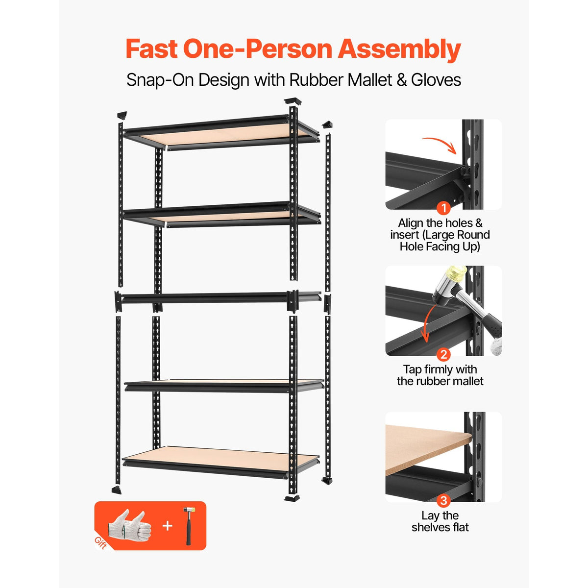Storage Shelves, 5-Tier Adjustable, 2000 lbs Capacity, Heavy Duty Garage Storage Shelving Unit, Metal Utility Rack Shelf, for Garage Warehouse Basement Kitchen, 36.34" W x 16.34" D x 71.38" H