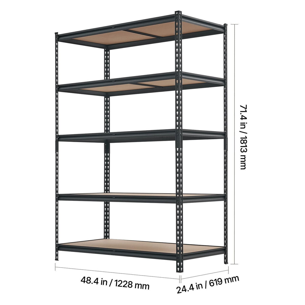 Storage Shelves, 5-Tier Adjustable, 3000 lbs Capacity, Heavy Duty Garage Storage Shelving Unit, Metal Utility Rack Shelf, for Garage Workshop Warehouse Basement, 48.35" W x 24.37" D x 71.38" H