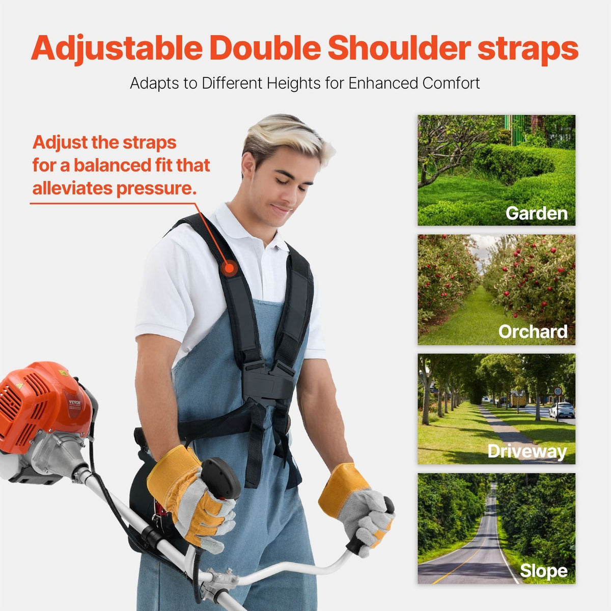 String Trimmer, 42.7CC 2-Stroke, Gas Powered Weed Wacker, 16.9" Cordless Grass Trimmer, Multi-Functional Lawn Edger with Shoulder Strap & 3T Blade, Weed Eater for Quick Grass Cleaning