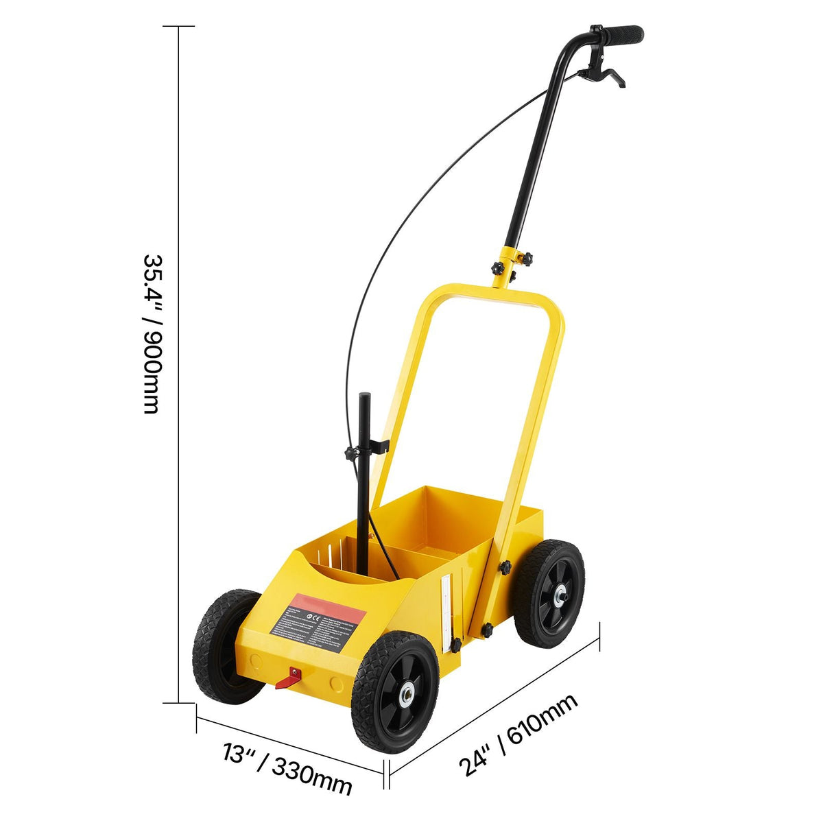 Striping Line Marking Machine, 24 x 13 x 35.4 in, 4-Wheel, Heavy Duty Striping Line Marking Machine, Striping Line Machine with Adjustable Width, for Roads, Parking Lots, Sports Field, Yellow