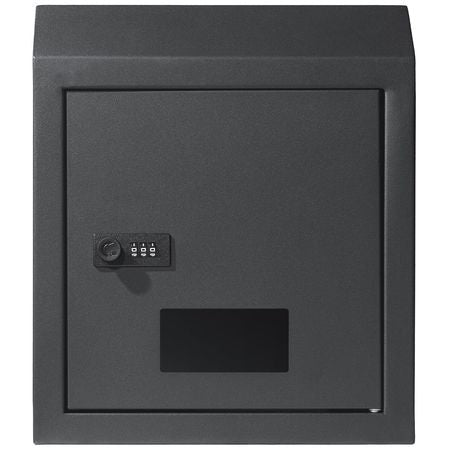 Sturdy Metal Key Locker, Combo Lock, Mountable on Wall, 12'', Charcoal Gray, Ensures Safe Keeping of Mail and Keys
