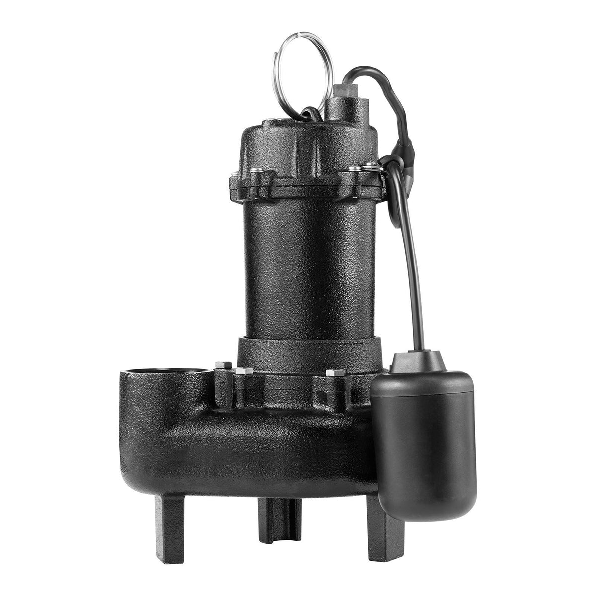 Submersible Sewage Pump, 1/2 HP, 6000 GPH Cast Iron Sewage/Effluent Pump with Automatic Tethered Float Switch, 2-Inch NPT Discharge, 120V, 25 ft Max Lift, for Basement, Septic Tank, Residential