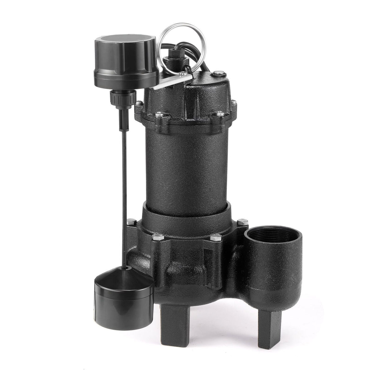 Submersible Sewage Pump, 3/4 HP, 6000 GPH Cast Iron Sewage/Effluent Pump with Automatic Tethered Float Switch, 2-Inch NPT Discharge, 120V, 23 ft Max Lift, for Basement, Septic Tank, Residential