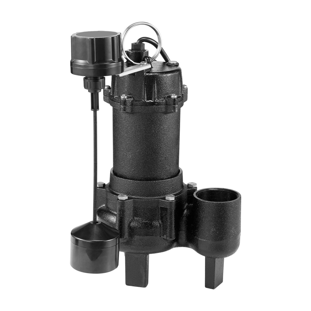 Submersible Sewage Pump, 3/4 HP, 6000 GPH Cast Iron Sewage/Effluent Pump with Automatic Tethered Float Switch, 2-Inch NPT Discharge, 120V, 23 ft Max Lift, for Basement, Septic Tank, Residential