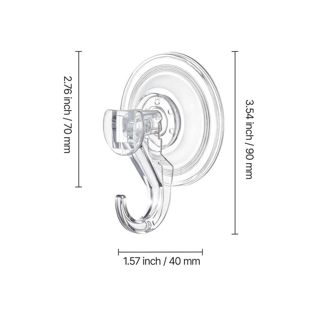 Suction Cup Hooks 6 Pack, 2.76 x 3.54 x 1.57 inch, 10 LBS Max Load Clear Shower Suction Cups, Strong and Reusable Heavy Duty Wall Holder, for Loofah, Towel, Glass, Window, Kitchen, Bathroom