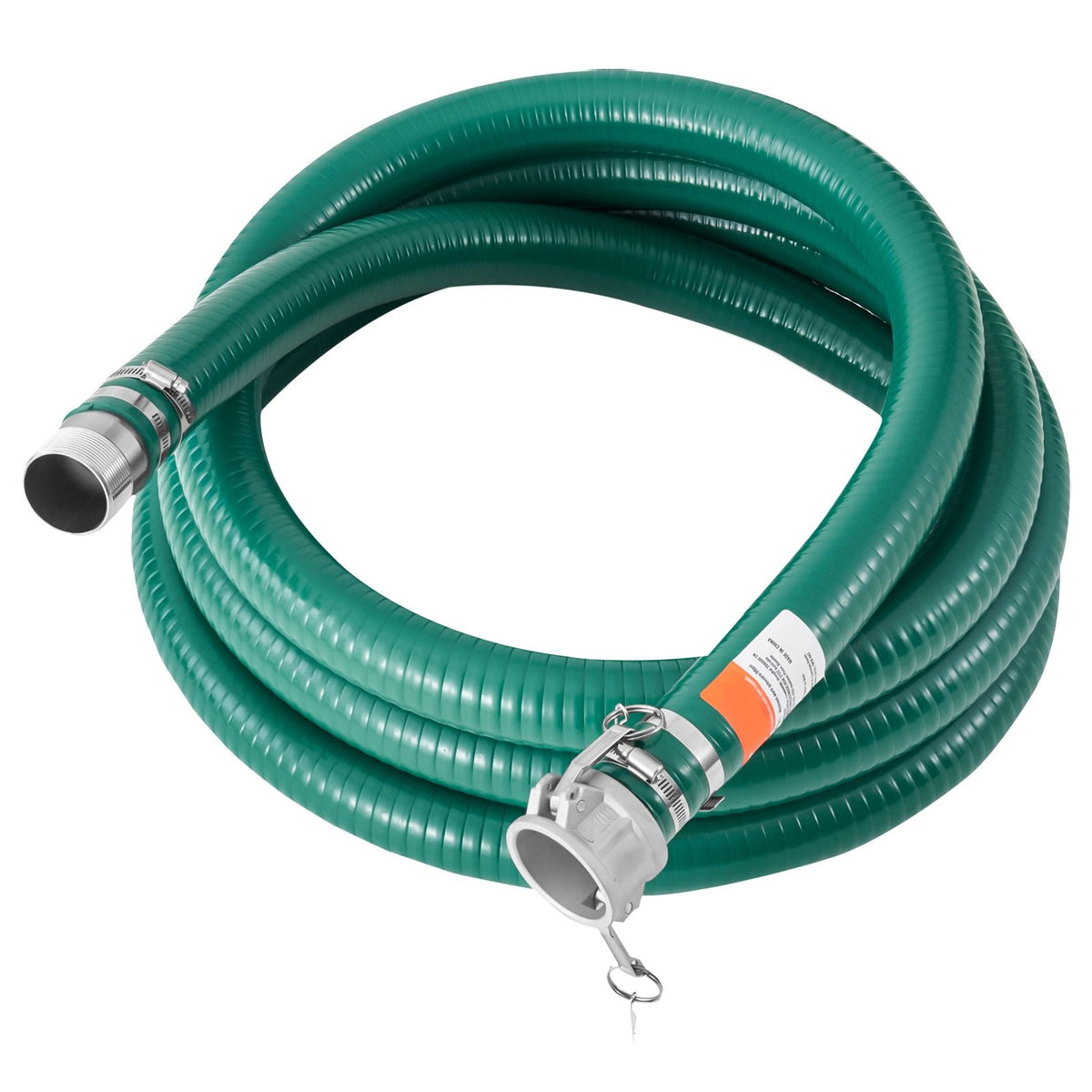 Suction Hose Kit for Water Pump, with 2 in x 50 ft Blue Backwash Hose, 20 ft Green Suction Hose, and Steel Round Hole Strainer, Camlocks, Clamps, Cam & Groove Adapter, for Multiple Purposes