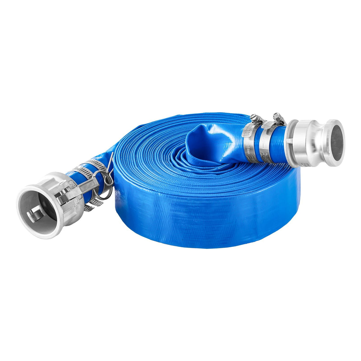 Suction Hose Kit for Water Pump, with 2 in x 50 ft Blue Backwash Hose, 20 ft Green Suction Hose, and Steel Round Hole Strainer, Camlocks, Clamps, Cam & Groove Adapter, for Multiple Purposes