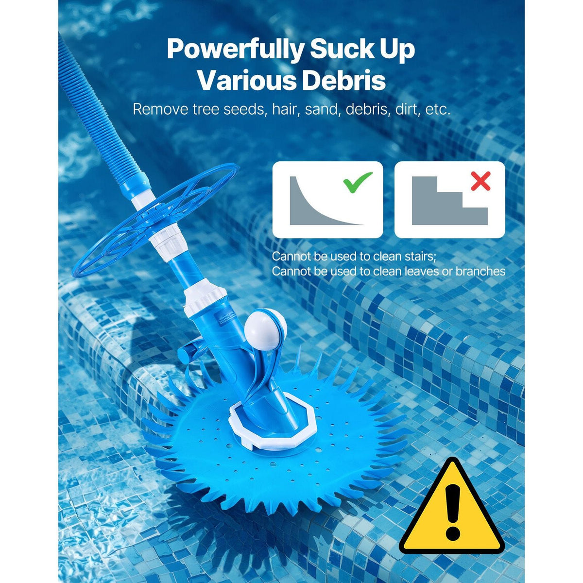 Suction Pool Cleaner, Automatic Pool Vacuum Cleaner, Suction Side Automatic Pool Cleaner, Suction Vacuum Pool Sweeper with 12 Hoses, for In-ground Pool and Above-ground Pool Up to 20 x 35 ft