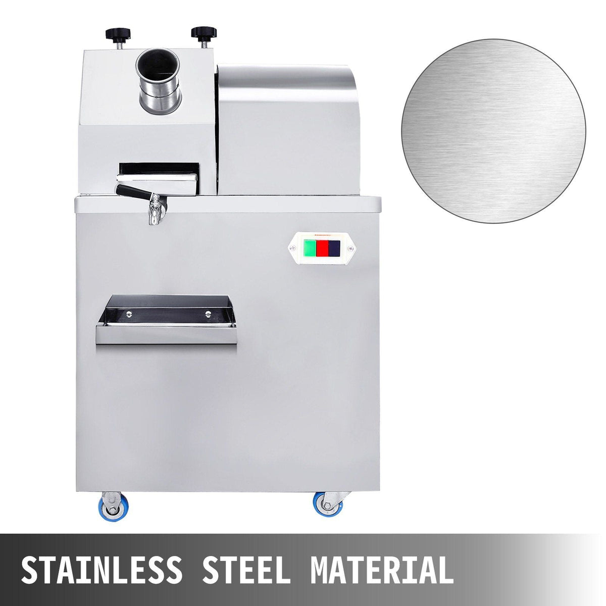 Sugarcane Press Electric 3 Rollers 304 Stainless Steel Rollers 660lb/h Output Sugar Cane Press for Commercial Use