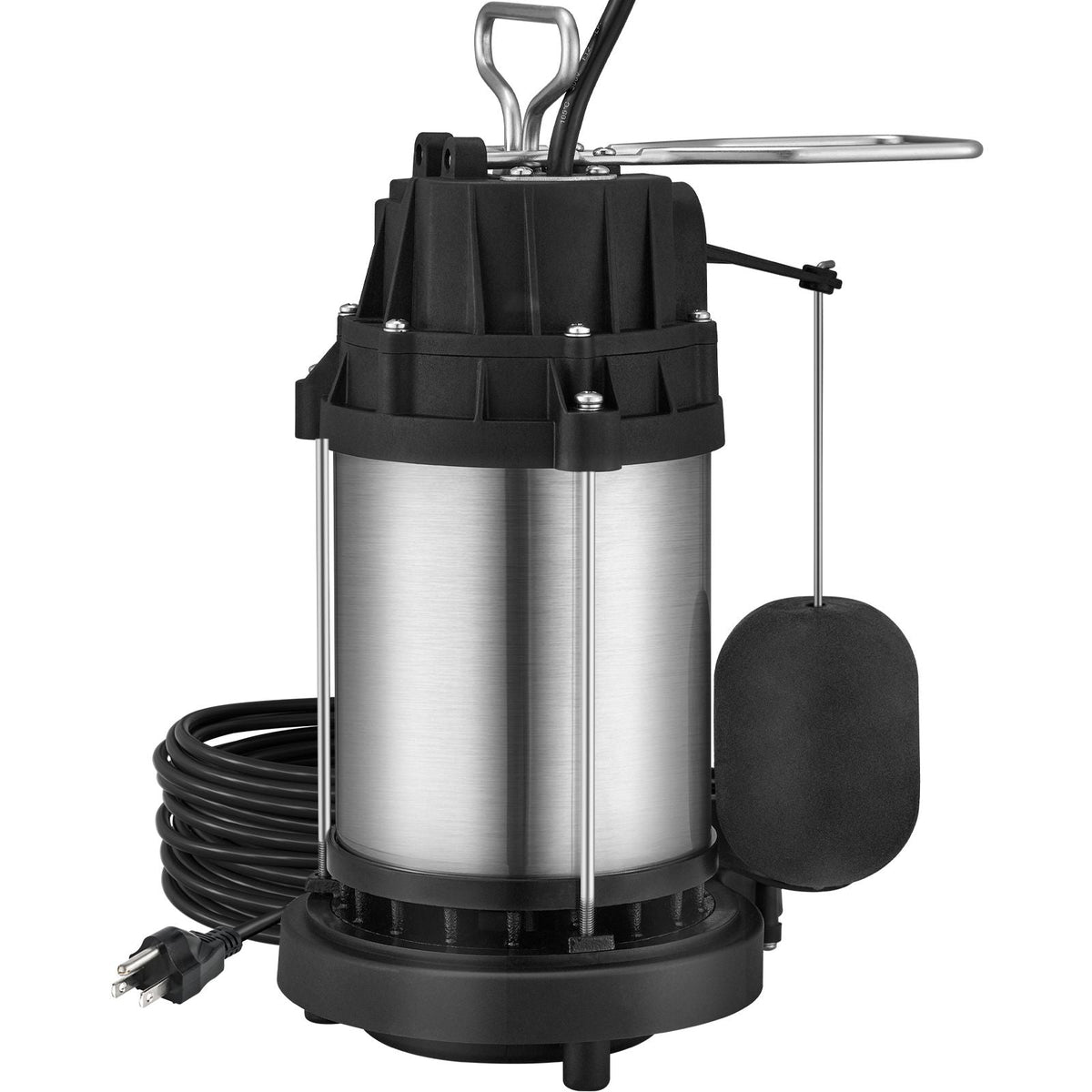 Sump Pump, 1/2 HP 3960 GPH, Submersible Stainless Steel Water Pump, 1-1/2" NPT Discharge With 33 ft Cord, Automatic Float Switch with Piggy-back Plug, for Indoor Basement Water Basin