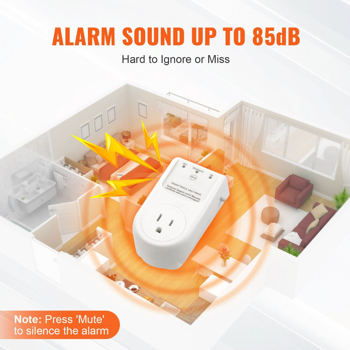 Sump Pump Alarm, Indoor/Outdoor High Water Septic Tank Alarm With HI/LO Dual Sensors, 85dB Loud Alarm and 16.4ft Extended Sensor Cable, For Sewage Pits, Submersible, Utility