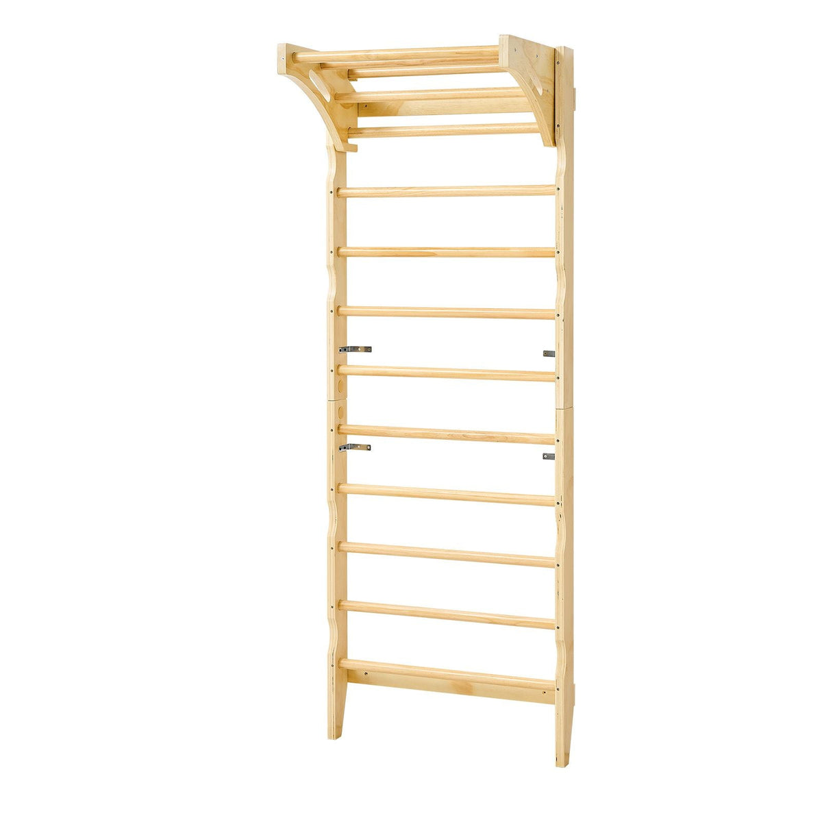 Swedish Ladder Wall Gym, 2-in-1 10-Level Indoor Jungle Gym, 220LBS Loading Solid Wood Gymnastic Stall Bars for Kids & Adults, Indoor Playground Climbing Playset with Pull-Up Bar, Wall Ladder