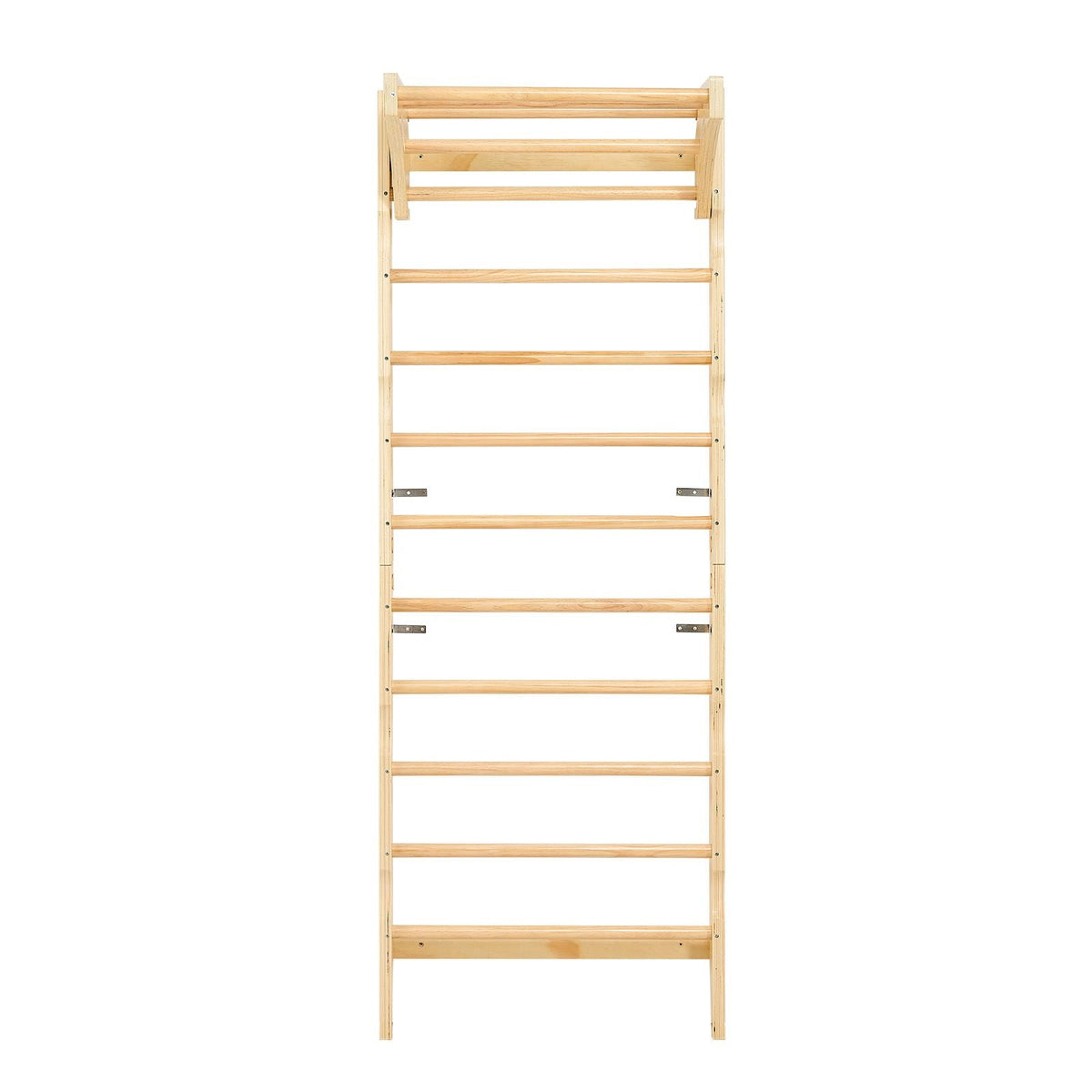 Swedish Ladder Wall Gym, 2-in-1 10-Level Indoor Jungle Gym, 220LBS Loading Solid Wood Gymnastic Stall Bars for Kids & Adults, Indoor Playground Climbing Playset with Pull-Up Bar, Wall Ladder