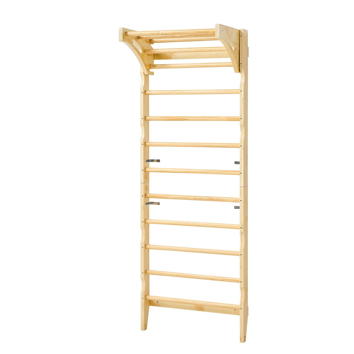 Swedish Ladder Wall Gym, 2-in-1 10-Level Indoor Jungle Gym, 220LBS Loading Solid Wood Gymnastic Stall Bars for Kids & Adults, Indoor Playground Climbing Playset with Pull-Up Bar, Wall Ladder