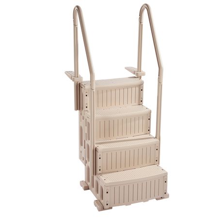 Swimming Pool Ladder, 4-Step Double Handrails Stairs with Non-slip Heavy Duty Steps, Max Load Capacity 400 lbs, for 48-54 In Inground & Above-ground Pools of Any Decking Surface, Taupe