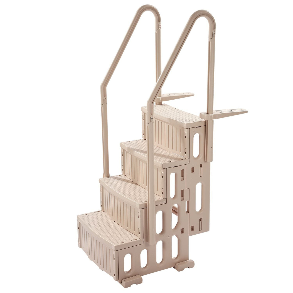 Swimming Pool Ladder, 4-Step Double Handrails Stairs with Non-slip Heavy Duty Steps, Max Load Capacity 400 lbs, for 48-54 In Inground & Above-ground Pools of Any Decking Surface, Taupe