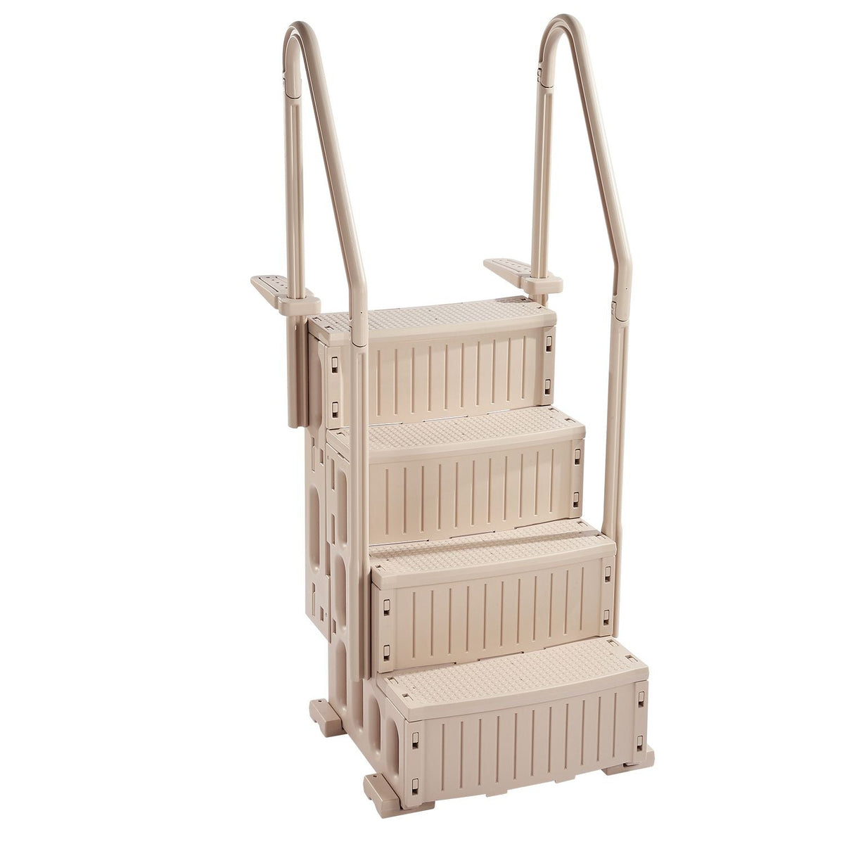 Swimming Pool Ladder, 4-Step Double Handrails Stairs with Non-slip Heavy Duty Steps, Max Load Capacity 400 lbs, for 48-54 In Inground & Above-ground Pools of Any Decking Surface, Taupe