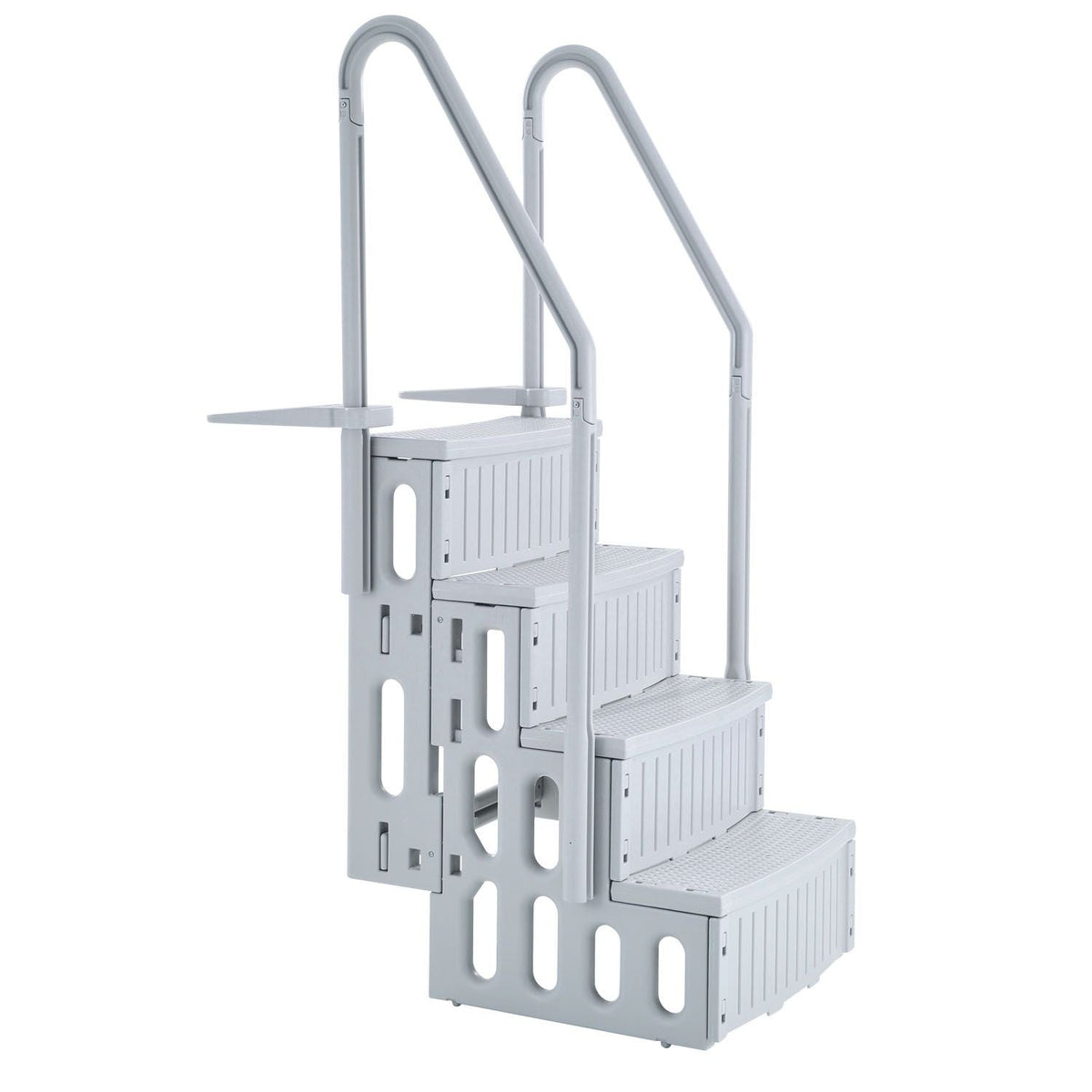 Swimming Pool Ladder, 4-Step Double Handrails Stairs with Non-slip Heavy Duty Steps, Reliable 400 lbs Max Load Capacity, for 48-54 In Inground & Above-ground Pools of Any Decking Surface, Grey