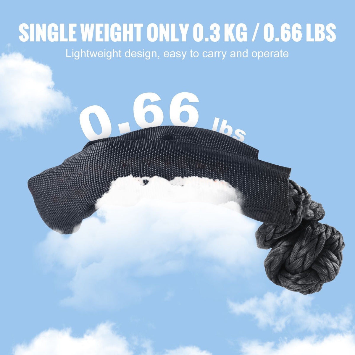 Synthetic Soft Shackle, 1/2" x 22" (2 Pack) 44092 lbs (20 Ton) Breaking Strength Recovery Tow Shackles with Extra 2 Sleeves & Storage Bag for UTV, ATV, Trucks, Jeep, Off-Road Vehicles, Black