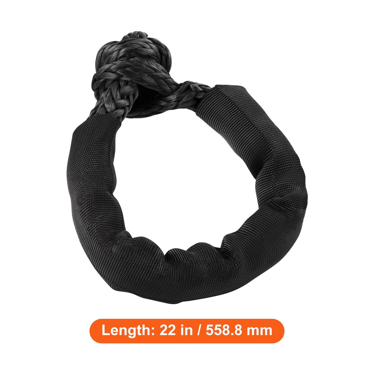 Synthetic Soft Shackle, 1/2" x 22" (2 Pack) 44092 lbs (20 Ton) Breaking Strength Recovery Tow Shackles with Extra 2 Sleeves & Storage Bag for UTV, ATV, Trucks, Jeep, Off-Road Vehicles, Black