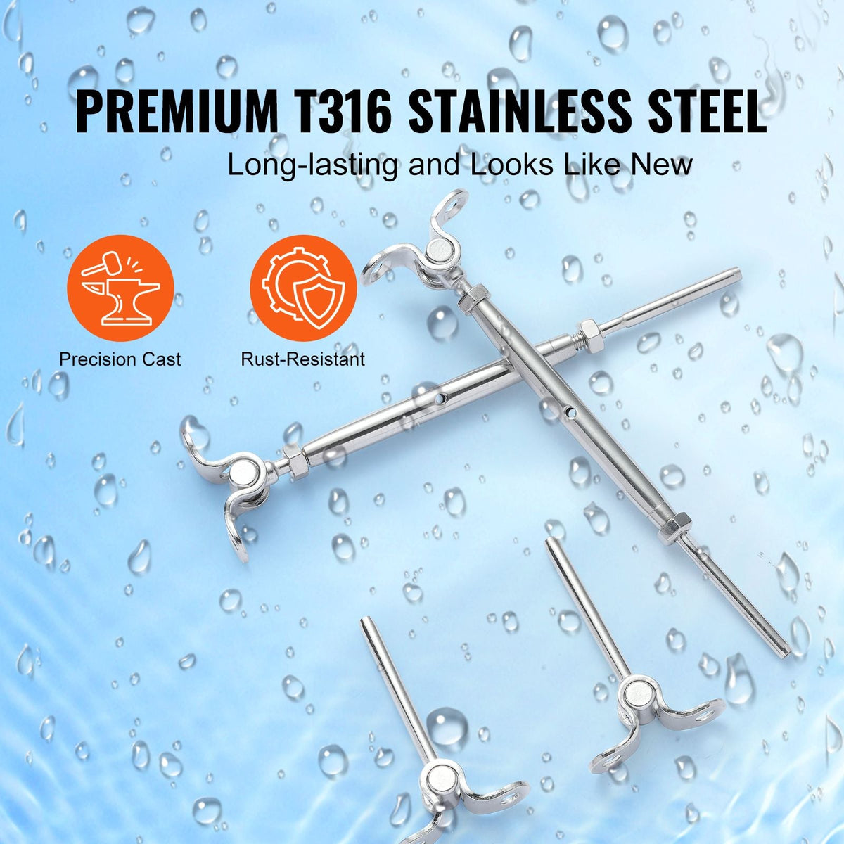 T316 Stainless Steel Adjustable Angle 1/8" Cable Railing Kit/Hardware for Wood Post, Marine Grade for 1/8"Wire Rope,0-180-Degree Angle & Easy Installation, Silver (10 Pack)