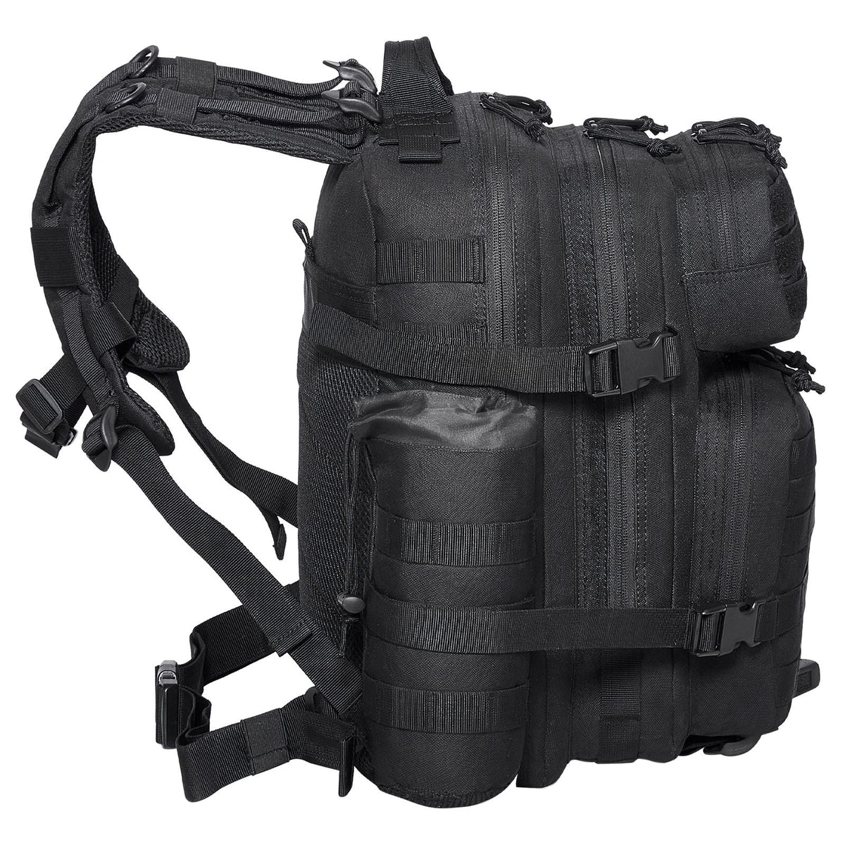 Tactical Backpack, 25L Military Tactical Backpack with Molle Design & 3 Compartments, Army Assault Pack Bag for Men and Women, Range Gear Backpack for Outdoor Adventure, Hiking, Hunting, Black