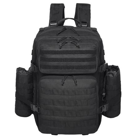 Tactical Backpack, 45L Military Tactical Backpack with Molle Design & 3 Compartments, Army Assault Pack Bag for Men and Women, Range Gear Backpack for Outdoor Adventure, Hiking, Hunting, Black