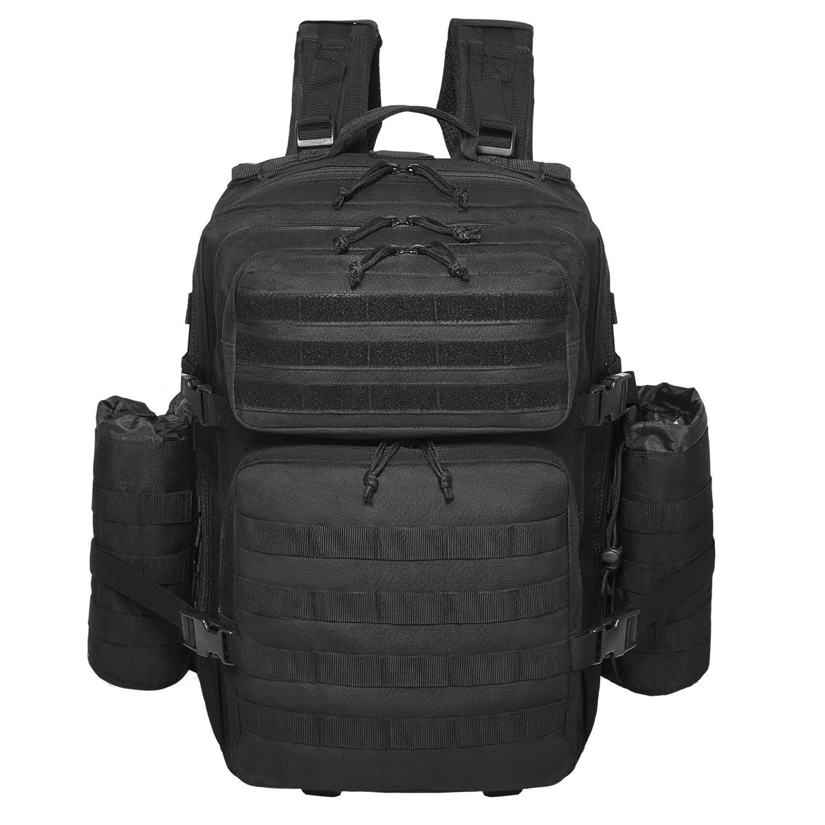 Tactical Backpack, 45L Military Tactical Backpack with Molle Design & 3 Compartments, Army Assault Pack Bag for Men and Women, Range Gear Backpack for Outdoor Adventure, Hiking, Hunting, Black