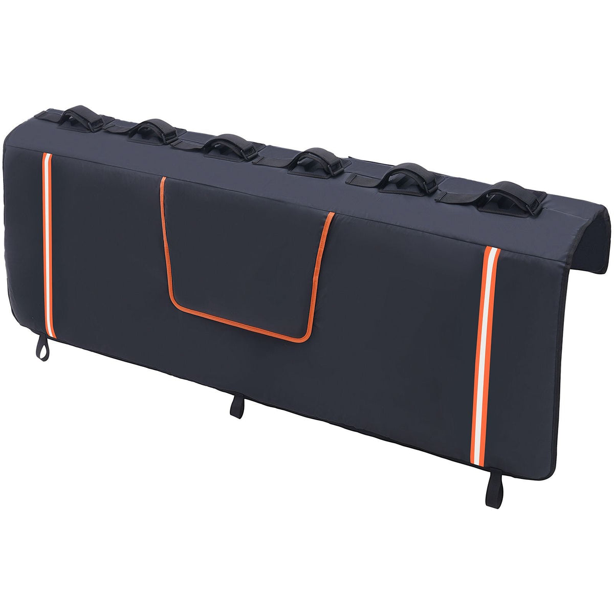Tailgate Bike Pad, 62" Truck Tailgate Pad Carry 6 Mountain Bikes, Upgraded Grooves Tailgate Protection Pad with Reflective Strips and Tool Pockets, with Camera Opening for Most Pickup Trucks