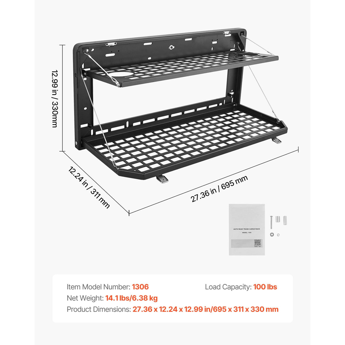 Tailgate Table, for 2007-2024 Jeep Wrangler JK, 100 lbs, Carbon Steel Foldable Molle Panel Double-Layer Drop Down Table, Rear Cargo Storage Rack Shelf Luggage Holder Carrier Camping Accessories