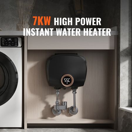 Tankless Water Heater Electric, 7kw On Demand Instant Under Sink Water Boiler, Digital Temperature Display & Easy Installation & 24-Hour Water Supply, For Kitchen Bathroom Faucet And Shower
