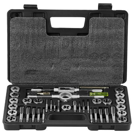 Tap and Die Set, 40-Piece Include Metric Size M3 to M12, Bearing Steel Taps and Dies, Essential Threading Tool for Cutting External Internal Threads, with Complete Accessories and Storage Case