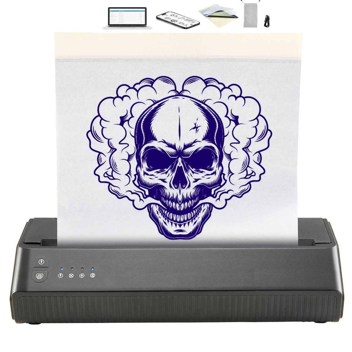 Tattoo Stencil Printer, Wireless Bluetooth Tattoo Printer Transfer Stencil Machine with 10Pcs Transfer Paper, Compatible for iOS&Android Phone, iPad&PC (with Storage Bag)