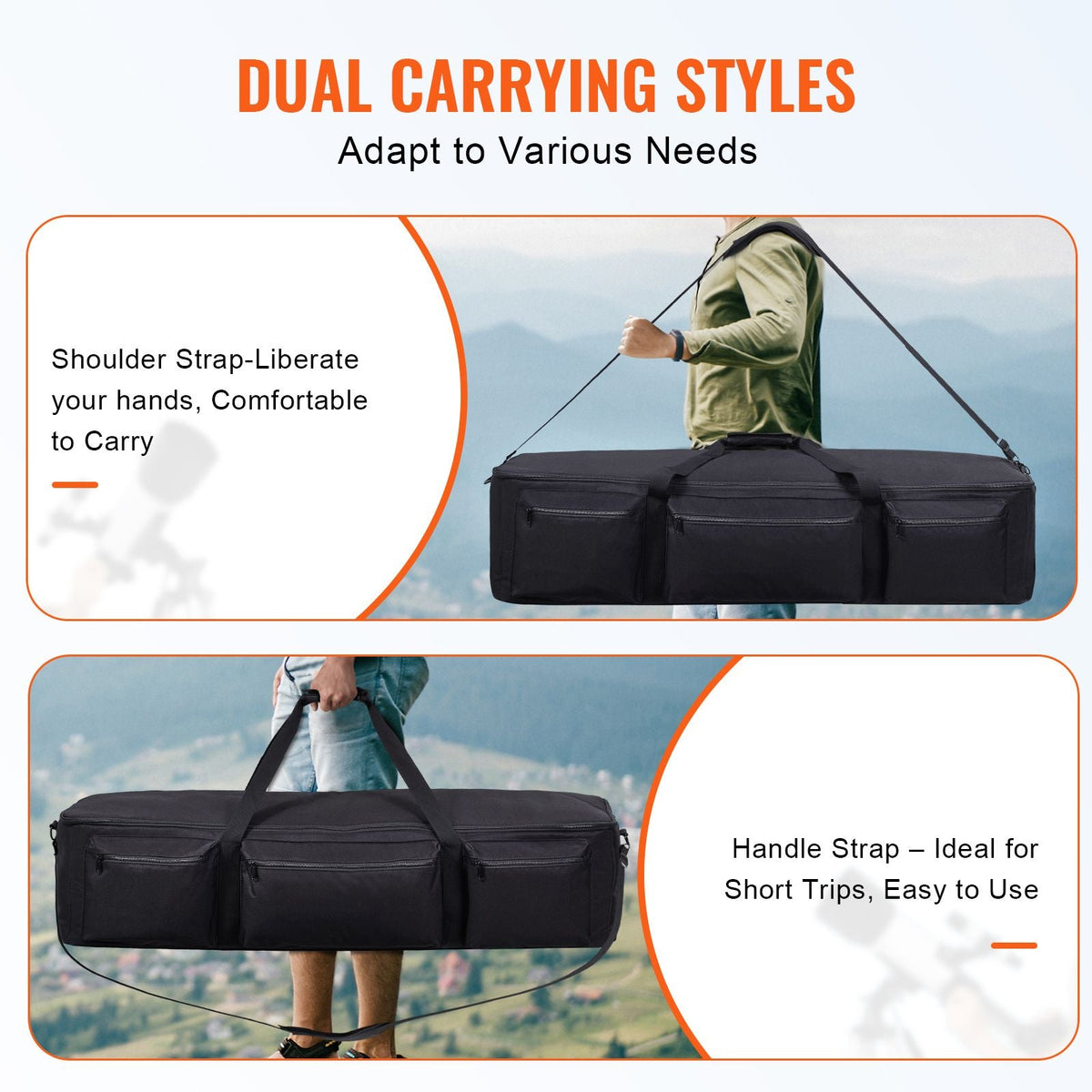 Telescope Case, 40.7", Telescope Large Storage Bag with Fixed Buckles, Multi-Pocket & Detachable Divider, Shock-Absorbent Telescope Carrying Case for Optical Tube & Tripod, Counterweight Pocket