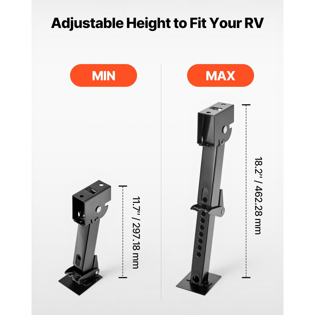 Telescoping Stabilizer Jack, 2PCS Telescoping Folding Trailer Jack, Trailer Swing Down Stabilizer Jack for RV Trailer, Supports 1000lbs Capacity Each, Adjustable from 11.7 inch to 18.2 inch