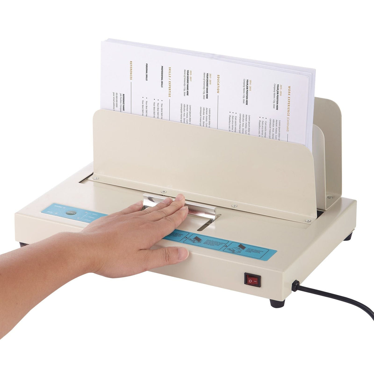 Thermal Binding Machine, 500 Sheets Capacity Book Binding Machine, Thermal Book Binder 50mm Binding Thickness A3(Short Edge)/A4/A5 Document, with Infrared Optical Detection