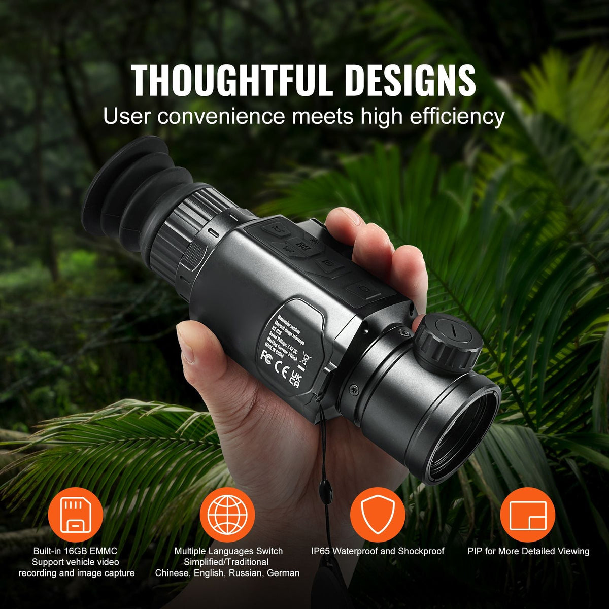 Thermal Imager Monocular Hunting Imaging Telescope 1X -8X Zoom 0.39" OLED Scrren