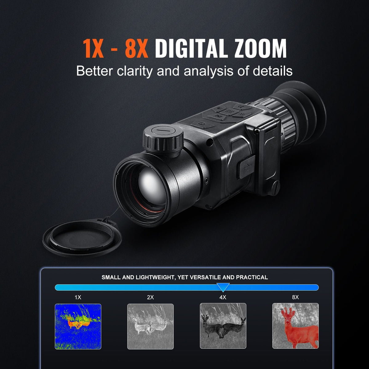 Thermal Imager Monocular Hunting Imaging Telescope 1X -8X Zoom 0.39" OLED Scrren