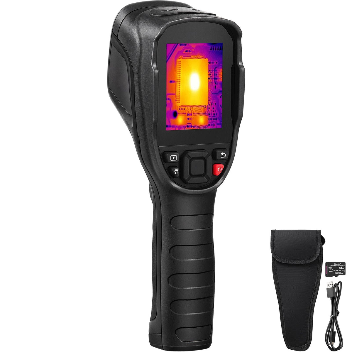 Thermal Imaging Camera, 320 x 240 Pixels Super Resolution with 2MP Visual Camera, 25Hz Refresh Rate Infrared Camera with -4 to 1022 F Temp, 64G SD Card and Rechargeable Li-ion Battery