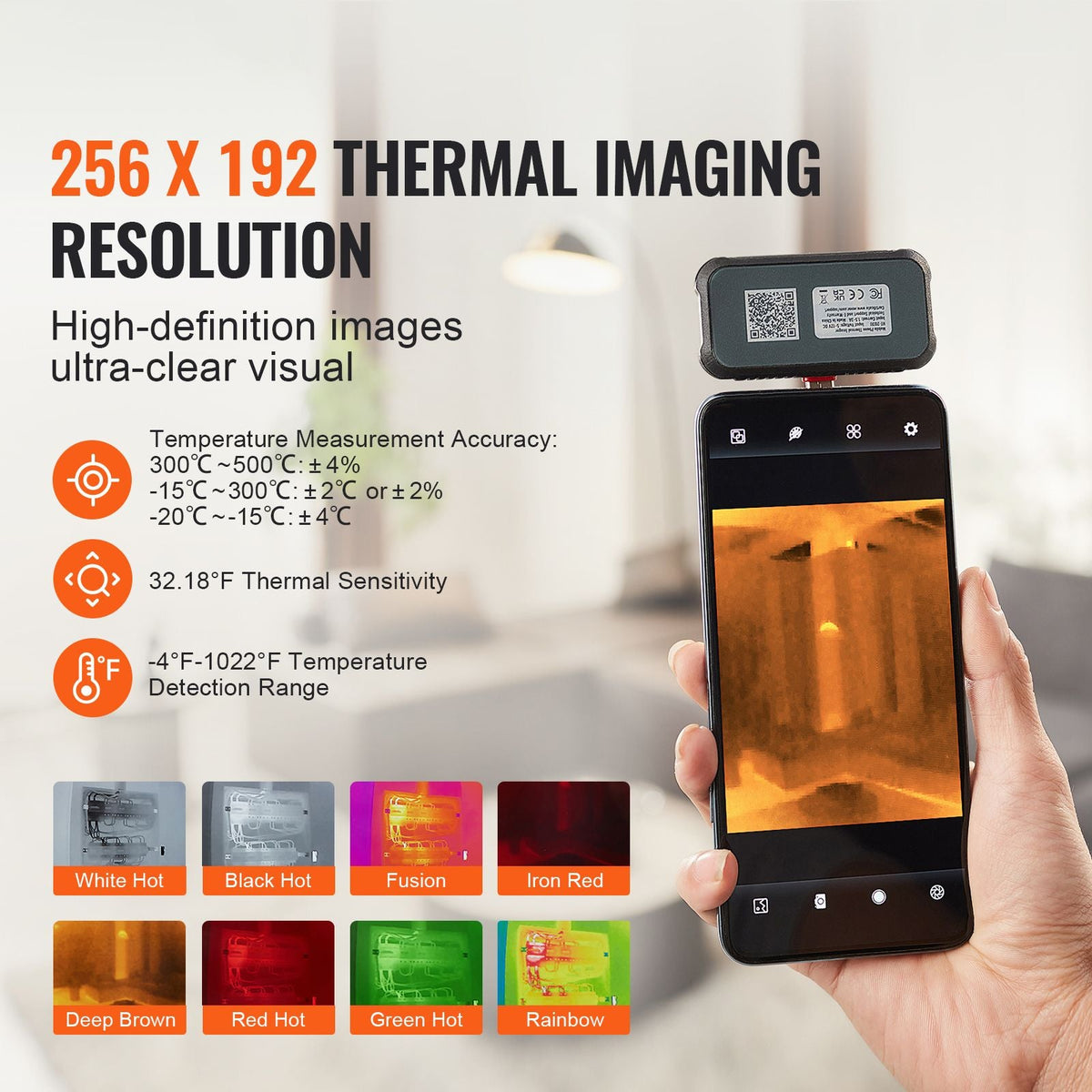Thermal Imaging Camera for Android, 256 x 192 IR Resolution Infrared Thermal Imager with Visual Camera, 25Hz Refresh Rate Thermal Camera for Smartphone/Tablet, -4-1022 F Temperature Range, IP54