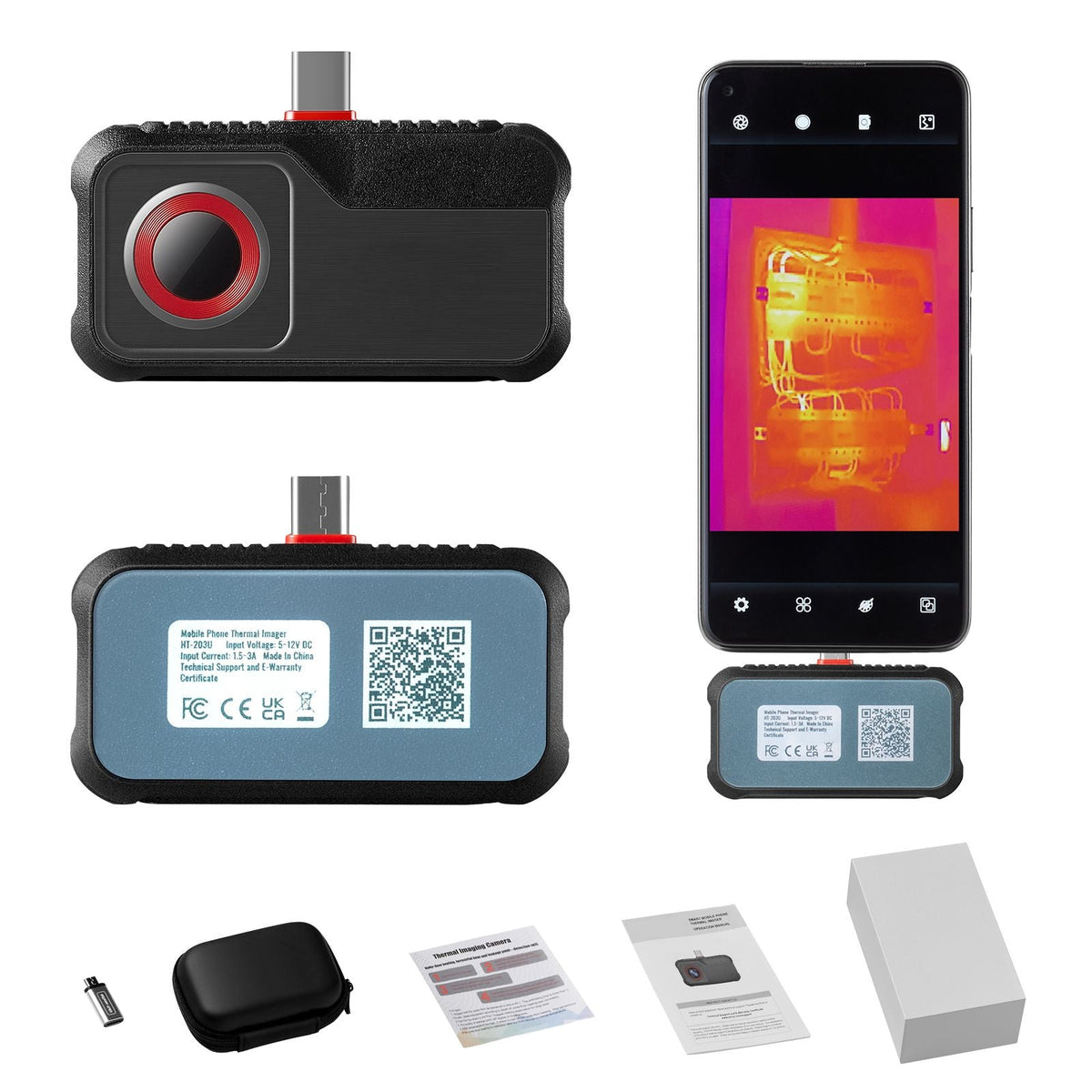 Thermal Imaging Camera for Android, 256 x 192 IR Resolution Infrared Thermal Imager with Visual Camera, 25Hz Refresh Rate Thermal Camera for Smartphone/Tablet, -4-1022 F Temperature Range, IP54