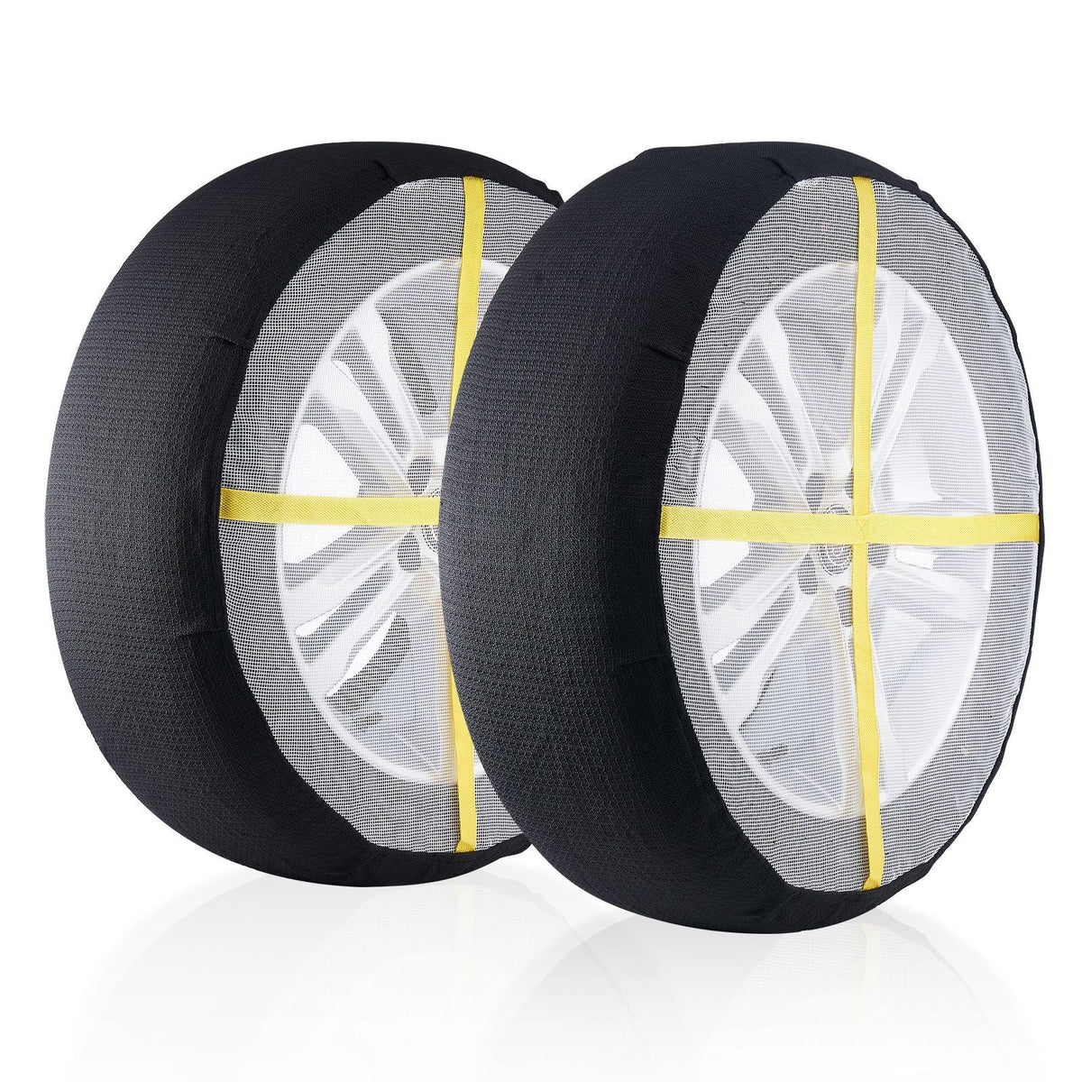 Thickened Snow Socks for Tires, Full Coverage Tire Socks with Polyester Fiber, Snow Traction Tire Cover for Car, SUV, Pickup and Truck (Pack of 2)-Large
